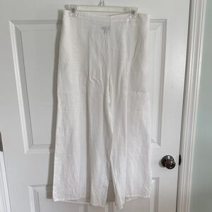 Flax Linen White Wide Leg Pants